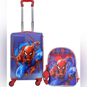 Spider Man Kids Luggage and Backpack Set w/ 360 Degree (4) Spinner Wheels